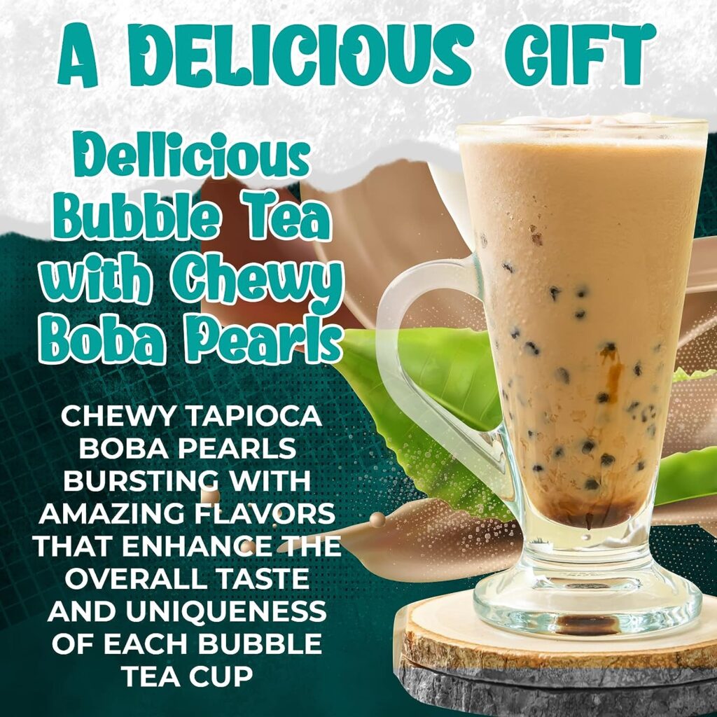 Fusion Select 5 Packs Authentic Tea Flavors Sakura, Lavender, Rose, Thai Tea, Original Milk Tea Boba Tea Kit Extra Rich Flavor Bubble Tea Drinks, Boba Tapioca Pearl, Boba Straws, Complete Boba Kit