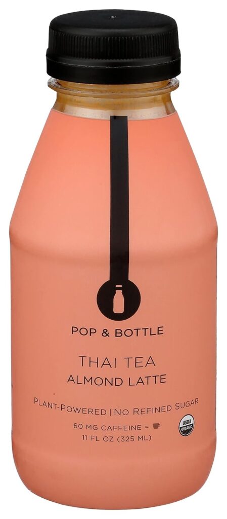 POP AND BOTTLE Organic Thai Tea Almond Latte, 11 FZ